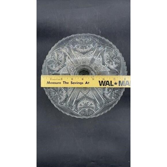 VTG Pressed Glass Pedestal Cake Stand 8.25" Scalloped Edge Starburst Design - Picture 7 of 8